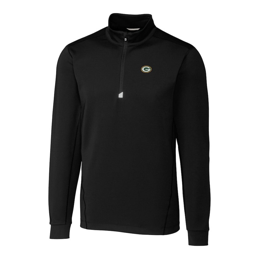 Green Bay Packers Cutter & Buck Big & Tall Traverse Eco Tri-Blend DryTec Quarter-Zip Jacket - Black outlet