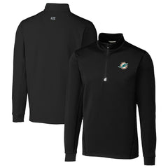 Miami Dolphins Cutter & Buck Big & Tall Traverse Eco Tri-Blend DryTec Quarter-Zip Jacket - Black cheap