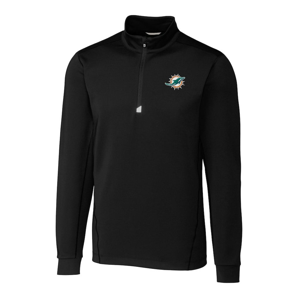 Miami Dolphins Cutter & Buck Big & Tall Traverse Eco Tri-Blend DryTec Quarter-Zip Jacket - Black cheap