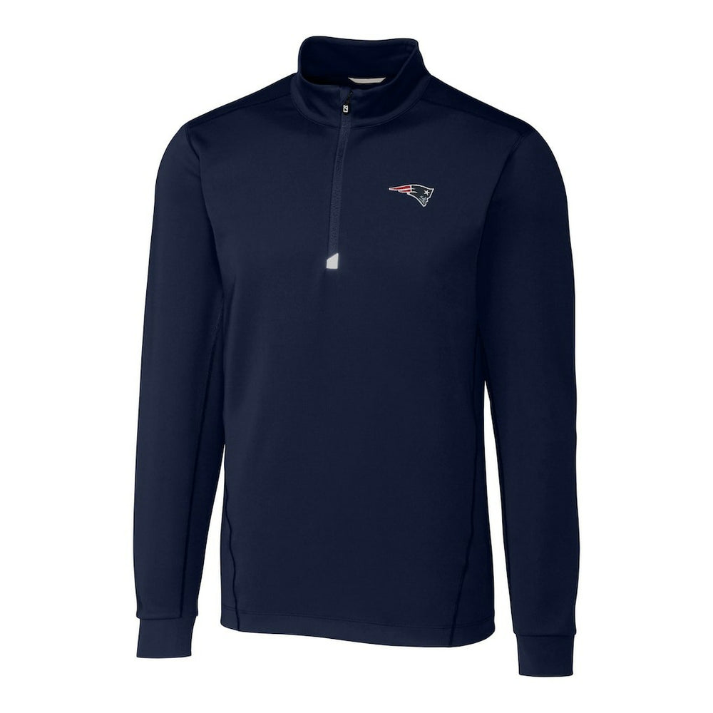 New England Patriots Cutter & Buck Big & Tall Traverse Eco Tri-Blend DryTec Quarter-Zip Jacket - Navy on sale
