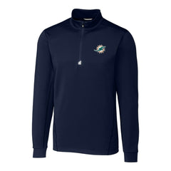 Miami Dolphins Cutter & Buck Big & Tall Traverse Eco Tri-Blend DryTec Quarter-Zip Jacket - Navy online