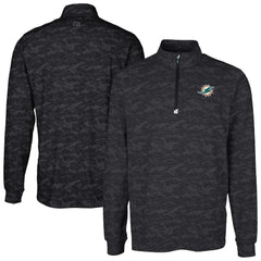 Miami Dolphins Cutter & Buck Big & Tall Traverse Eco Camo Tri-Blend DryTec Quarter-Zip Jacket - Black on sale