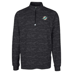 Miami Dolphins Cutter & Buck Big & Tall Traverse Eco Camo Tri-Blend DryTec Quarter-Zip Jacket - Black on sale