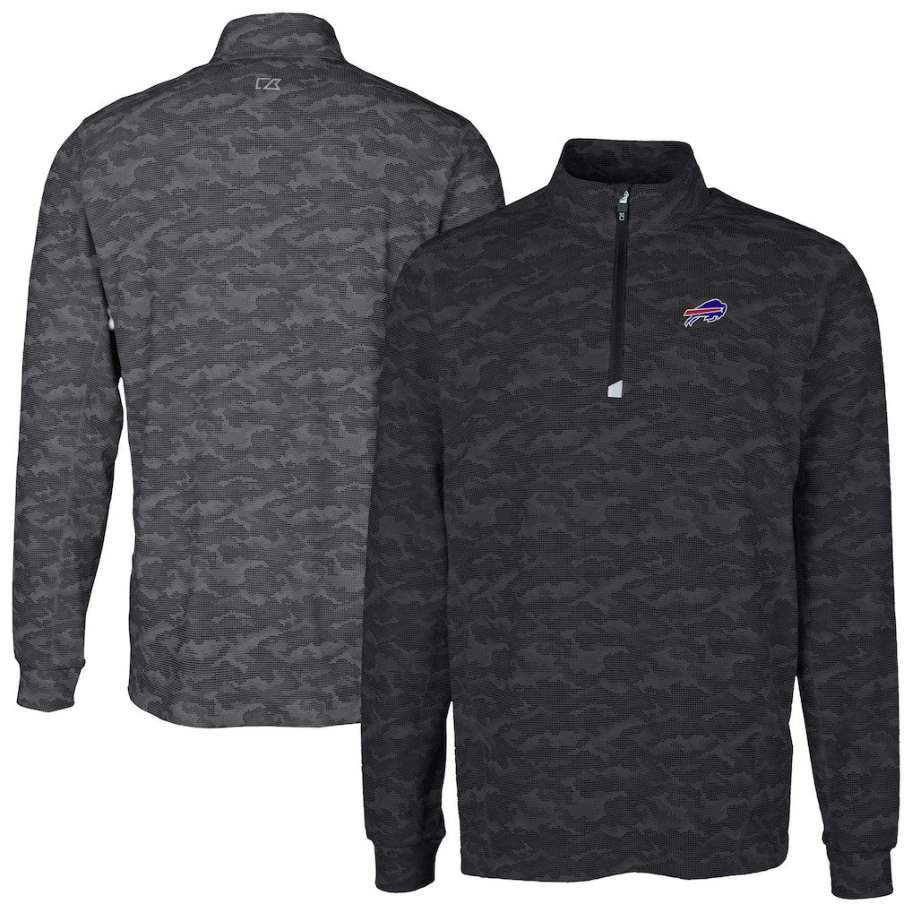 Buffalo Bills Cutter & Buck Big & Tall Traverse Eco Camo Tri-Blend DryTec Quarter-Zip Jacket - Black discount
