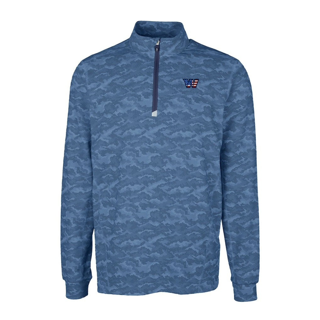 Washington Commanders Cutter & Buck Big & Tall Americana Traverse Eco Camo Tri-Blend DryTec Quarter-Zip Jacket - Navy on sale