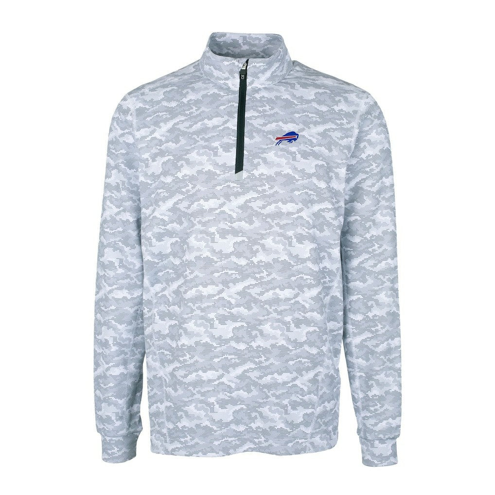 Buffalo Bills Cutter & Buck Big & Tall Traverse Eco Camo Tri-Blend DryTec Quarter-Zip Jacket - Charcoal on sale