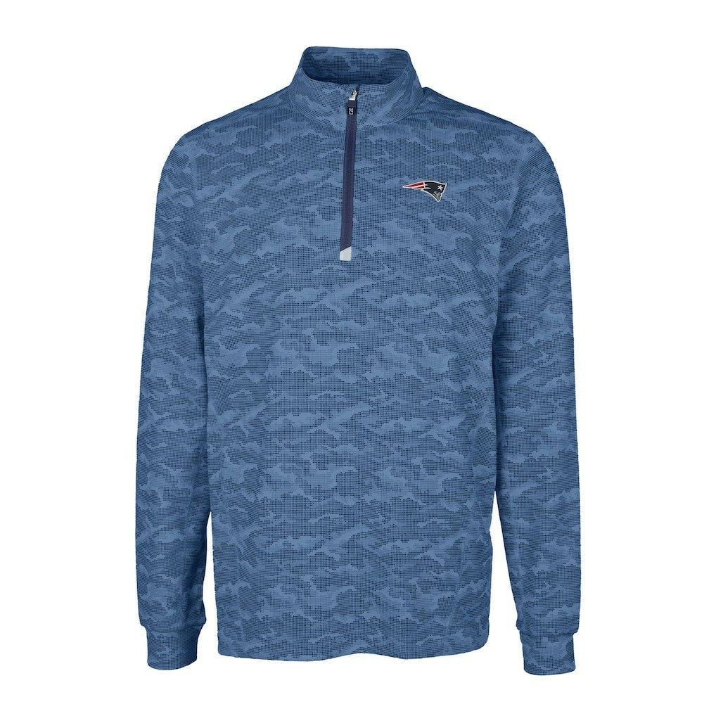 New England Patriots Cutter & Buck Big & Tall Traverse Eco Camo Tri-Blend DryTec Quarter-Zip Jacket - Navy discount