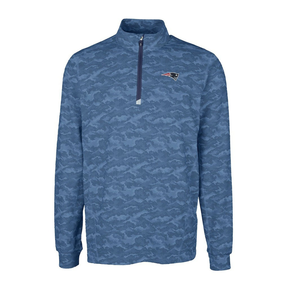 New England Patriots Cutter & Buck Big & Tall Traverse Eco Camo Tri-Blend DryTec Quarter-Zip Jacket - Navy discount