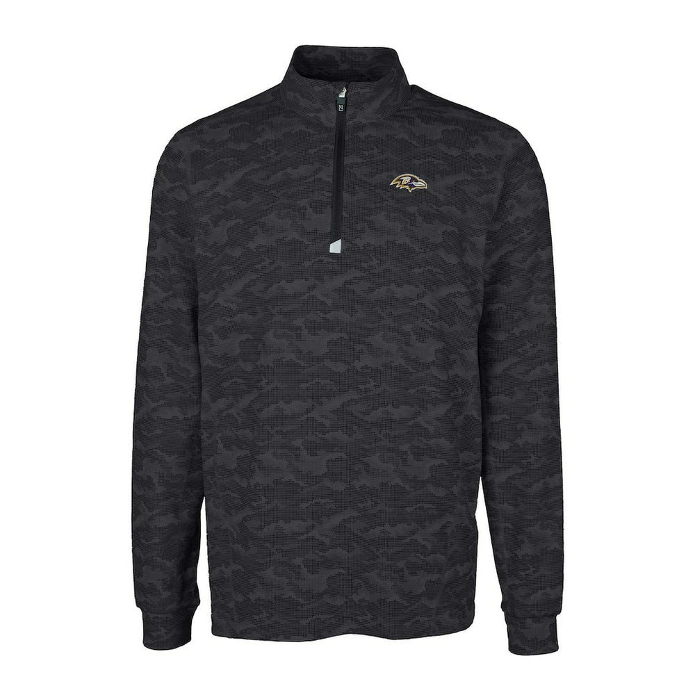 Baltimore Ravens Cutter & Buck Big & Tall Traverse Eco Camo Tri-Blend DryTec Quarter-Zip Jacket - Black sale