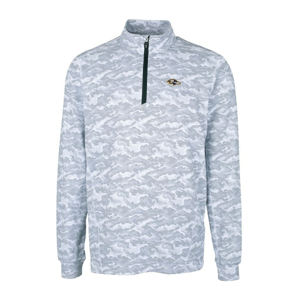 Baltimore Ravens Cutter & Buck Big & Tall Traverse Eco Camo Tri-Blend DryTec Quarter-Zip Jacket - Charcoal on sale