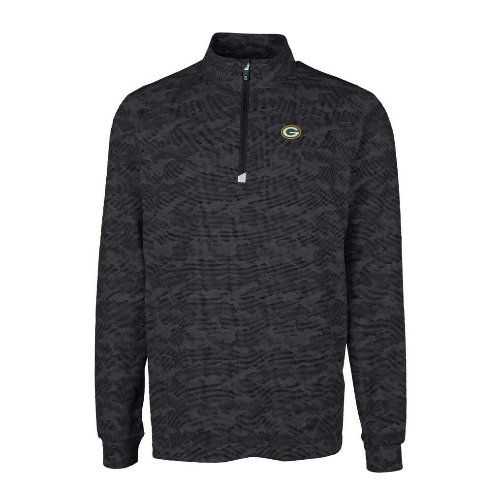 Green Bay Packers Cutter & Buck Big & Tall Traverse Eco Camo Tri-Blend DryTec Quarter-Zip Jacket - Black on sale
