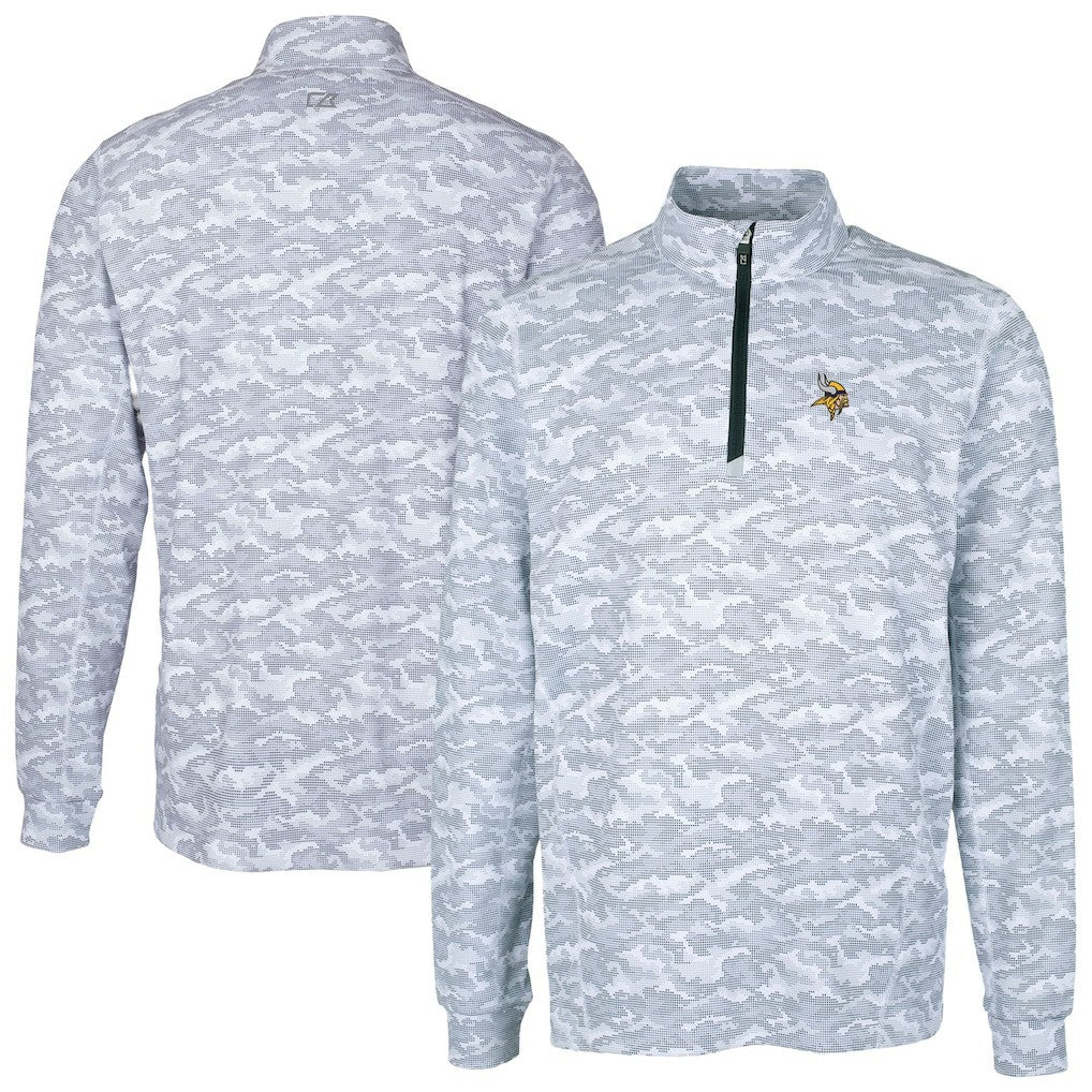 Minnesota Vikings Cutter & Buck Big & Tall Traverse Eco Camo Tri-Blend DryTec Quarter-Zip Jacket - Charcoal on sale