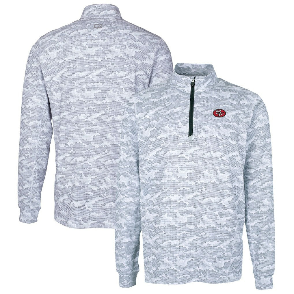 San Francisco 49ers Cutter & Buck Big & Tall Traverse Eco Camo Tri-Blend DryTec Quarter-Zip Jacket - Charcoal on sale