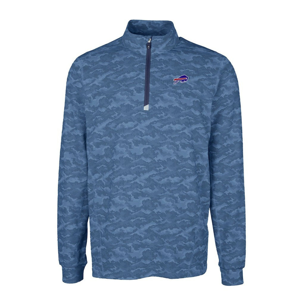 Buffalo Bills Cutter & Buck Big & Tall Traverse Eco Camo Tri-Blend DryTec Quarter-Zip Jacket - Navy on sale