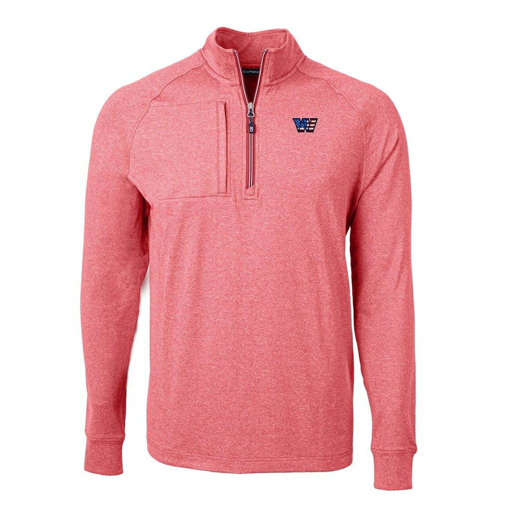 Washington Commanders Cutter & Buck Big & Tall Adapt Eco Raglan Quarter-Zip Jacket - Heather Burgundy online