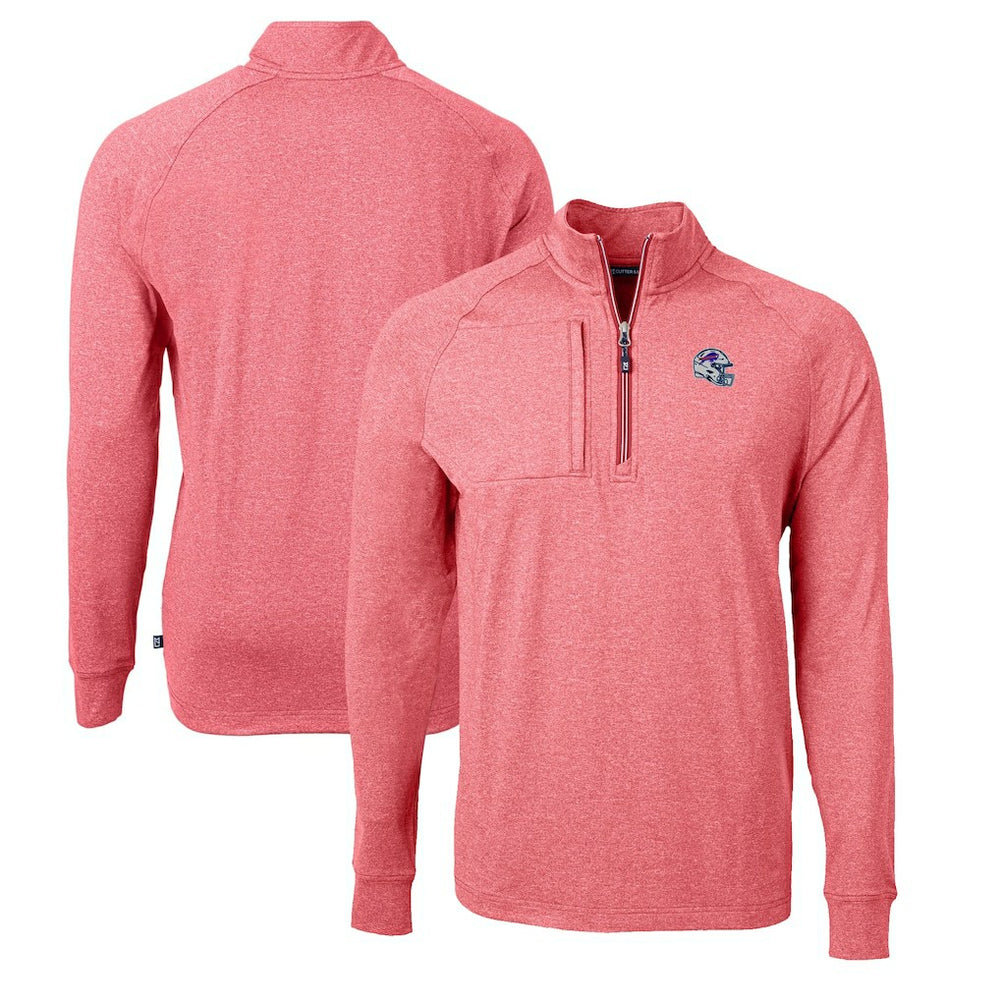 Buffalo Bills Cutter & Buck Big & Tall Adapt Eco Raglan Quarter-Zip Jacket - Heather Red on sale