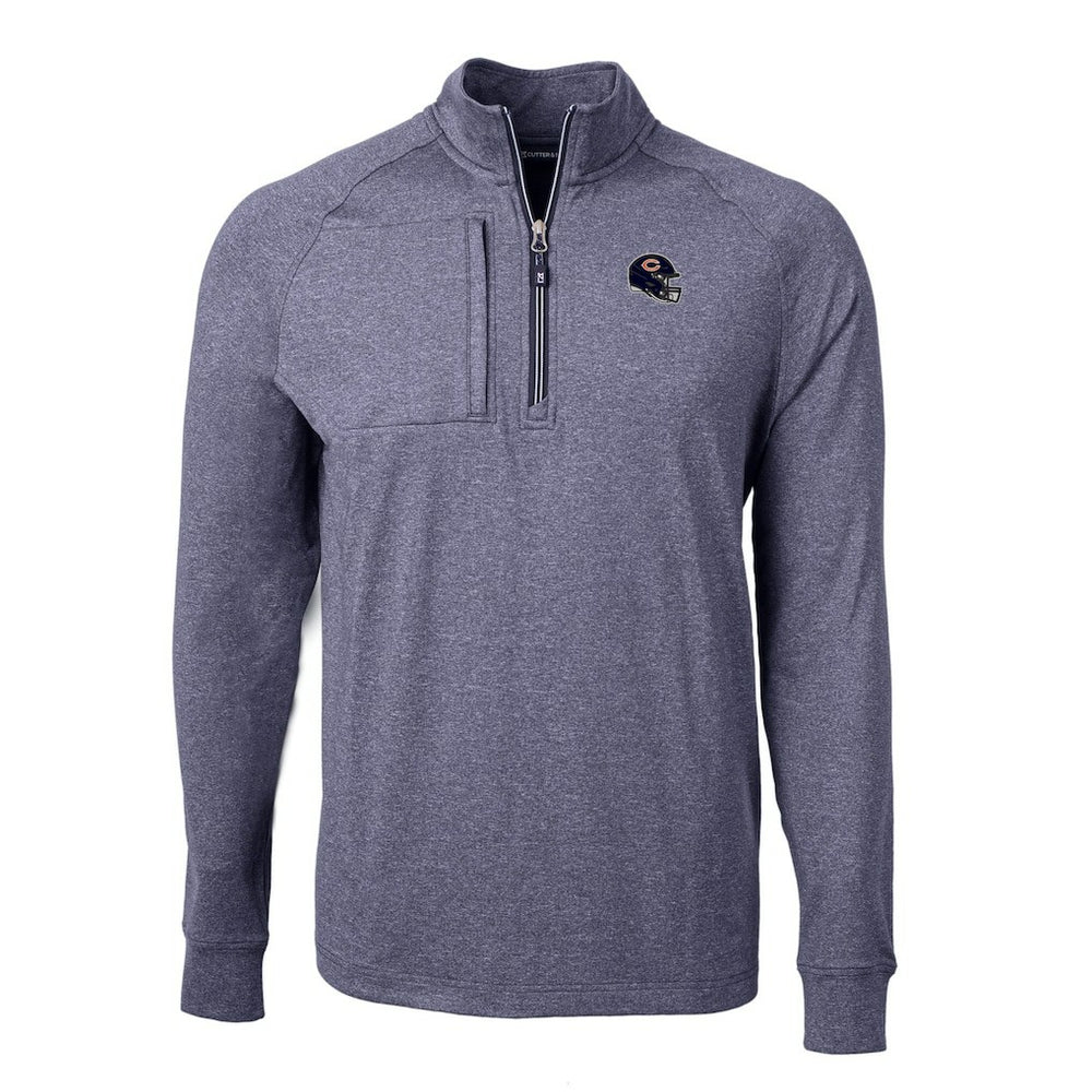 Chicago Bears Cutter & Buck Big & Tall Adapt Eco Raglan Quarter-Zip Jacket - Heather Navy for sale