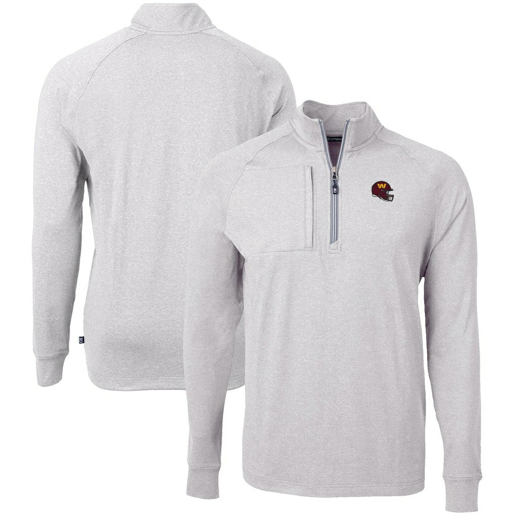 Washington Commanders Cutter & Buck Big & Tall Adapt Eco Raglan Quarter-Zip Jacket - Heather Gray outlet