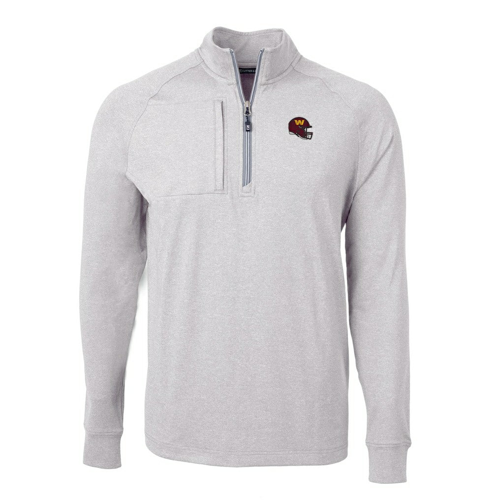 Washington Commanders Cutter & Buck Big & Tall Adapt Eco Raglan Quarter-Zip Jacket - Heather Gray outlet