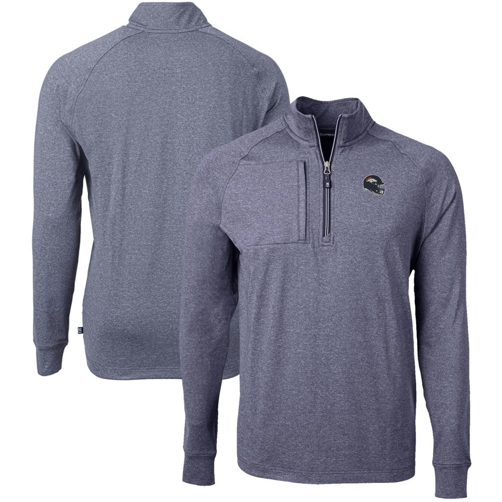 Denver Broncos Cutter & Buck Big & Tall Adapt Eco Raglan Quarter-Zip Jacket - Heather Navy cheap