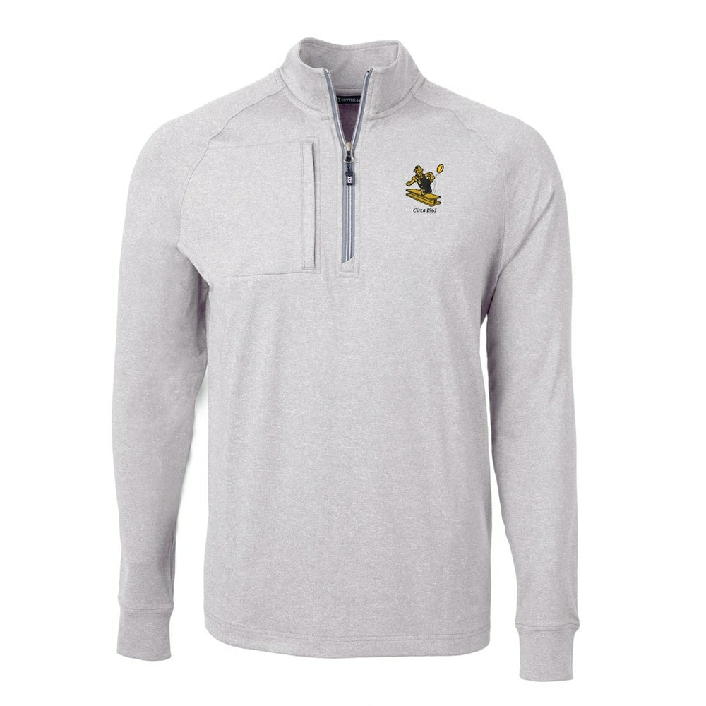 Pittsburgh Steelers Cutter & Buck Big & Tall Adapt Eco Raglan Quarter-Zip Jacket - Heather Gray on sale