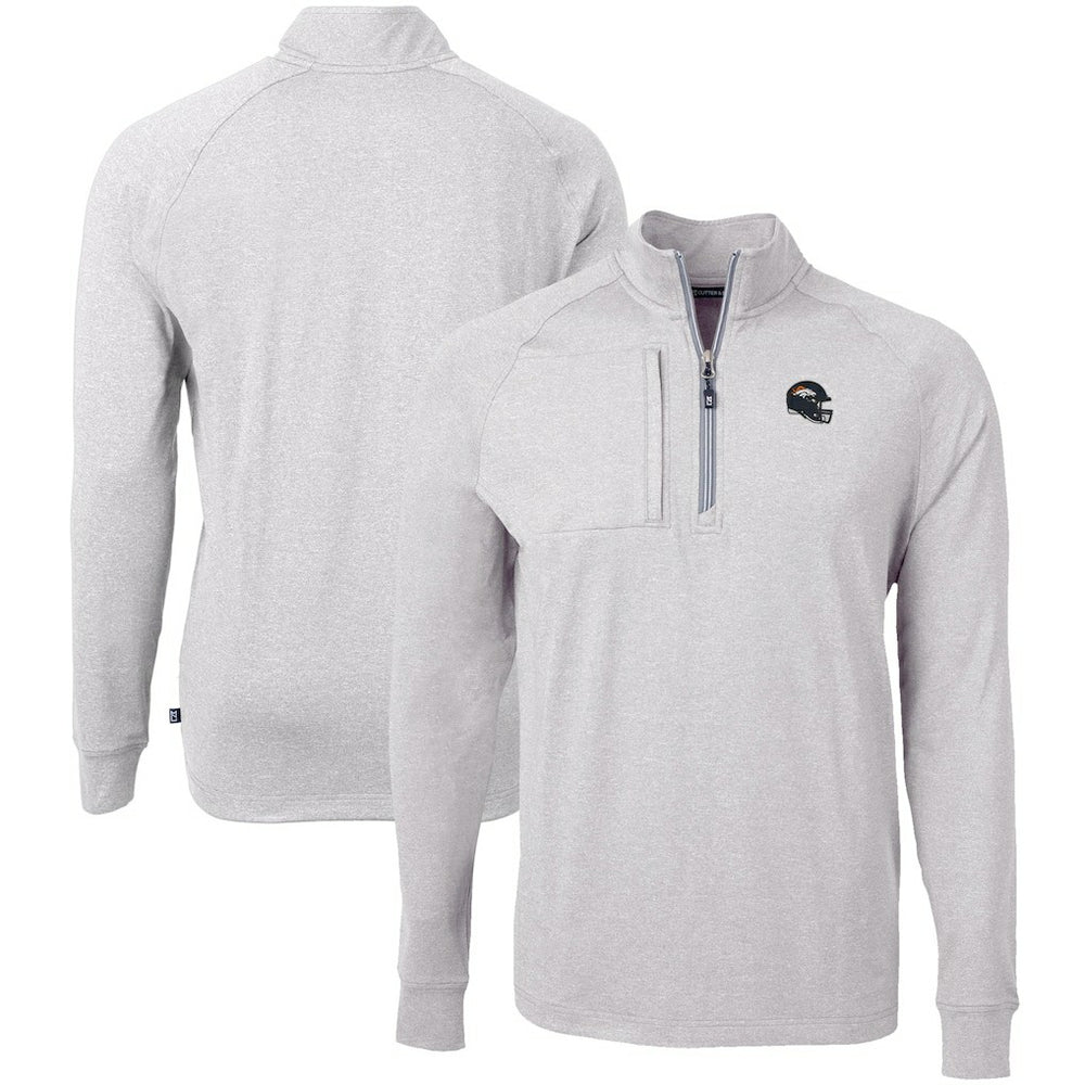 Denver Broncos Cutter & Buck Big & Tall Adapt Eco Raglan Quarter-Zip Jacket - Heather Gray discount