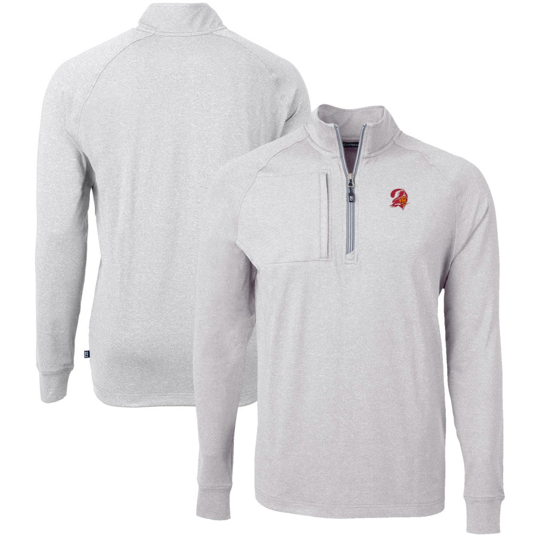 Tampa Bay Buccaneers Cutter & Buck Big & Tall Adapt Eco Raglan Quarter-Zip Jacket - Heather Gray on sale