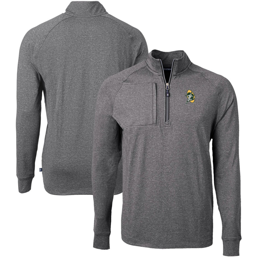 Green Bay Packers Cutter & Buck Big & Tall Adapt Eco Raglan Quarter-Zip Jacket - Heather Black cheap