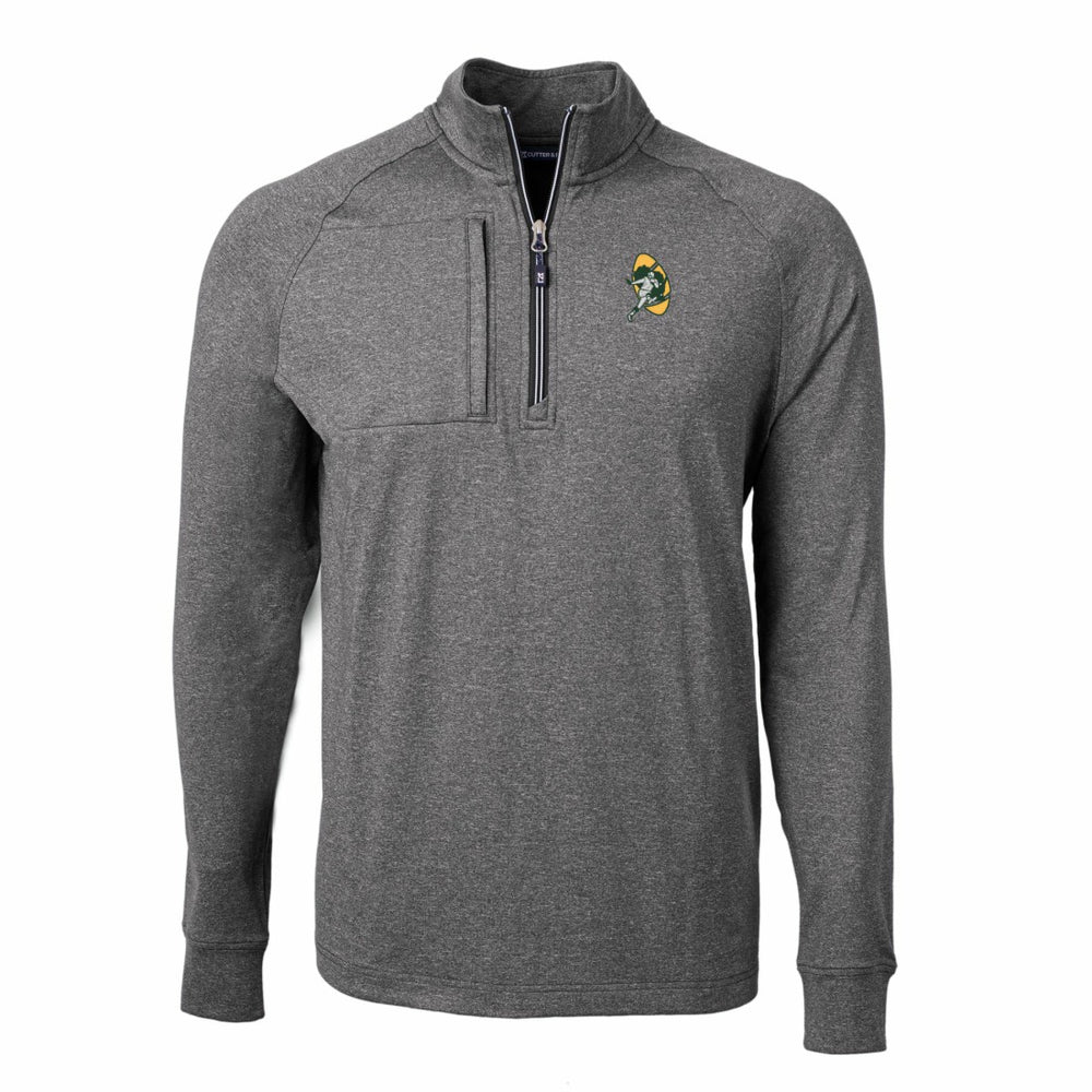 Green Bay Packers Cutter & Buck Big & Tall Adapt Eco Raglan Quarter-Zip Jacket - Heather Black cheap