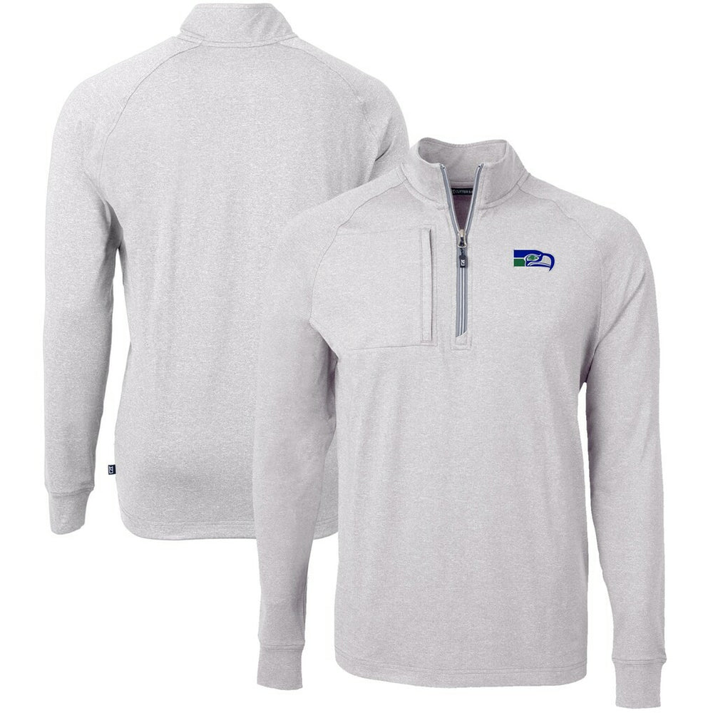 Seattle Seahawks Cutter & Buck Big & Tall Adapt Eco Raglan Quarter-Zip Jacket - Heather Gray outlet