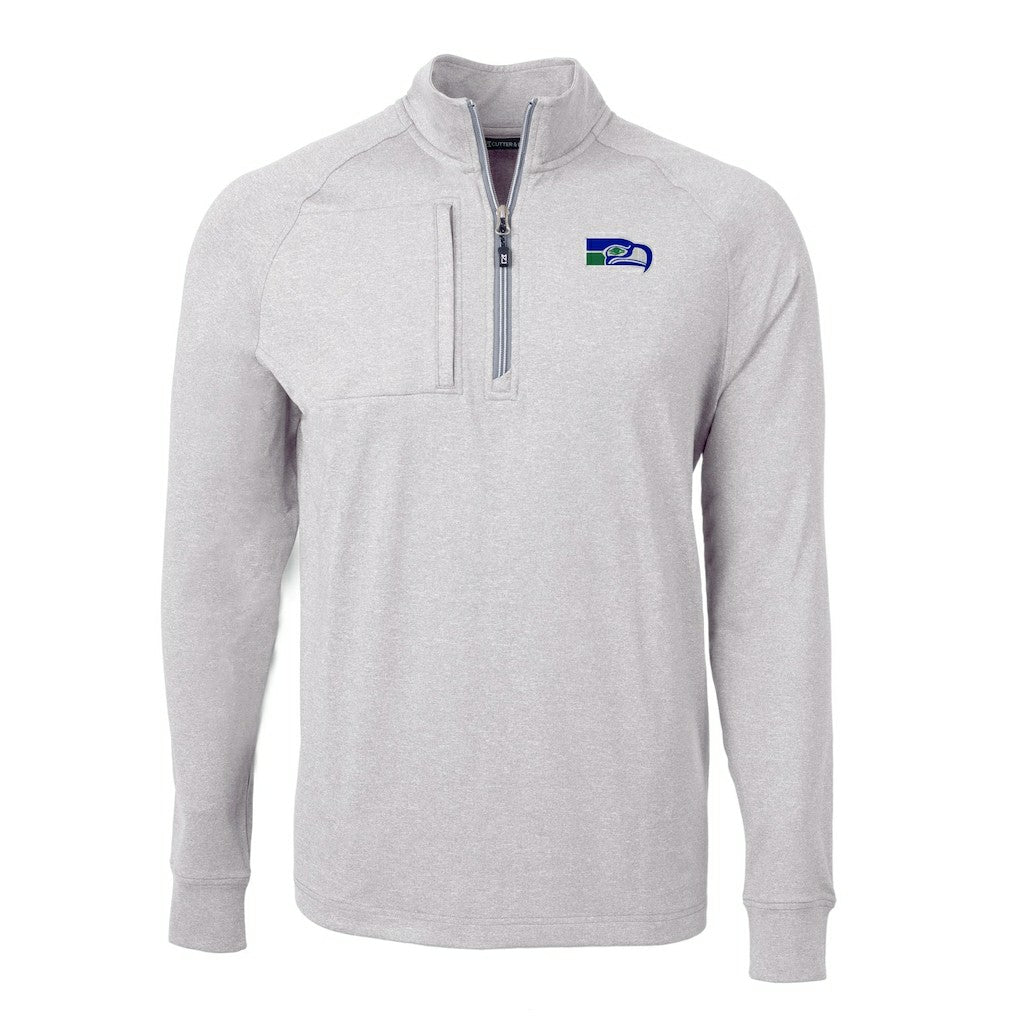 Seattle Seahawks Cutter & Buck Big & Tall Adapt Eco Raglan Quarter-Zip Jacket - Heather Gray outlet