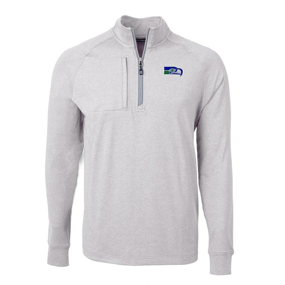 Seattle Seahawks Cutter & Buck Big & Tall Adapt Eco Raglan Quarter-Zip Jacket - Heather Gray outlet