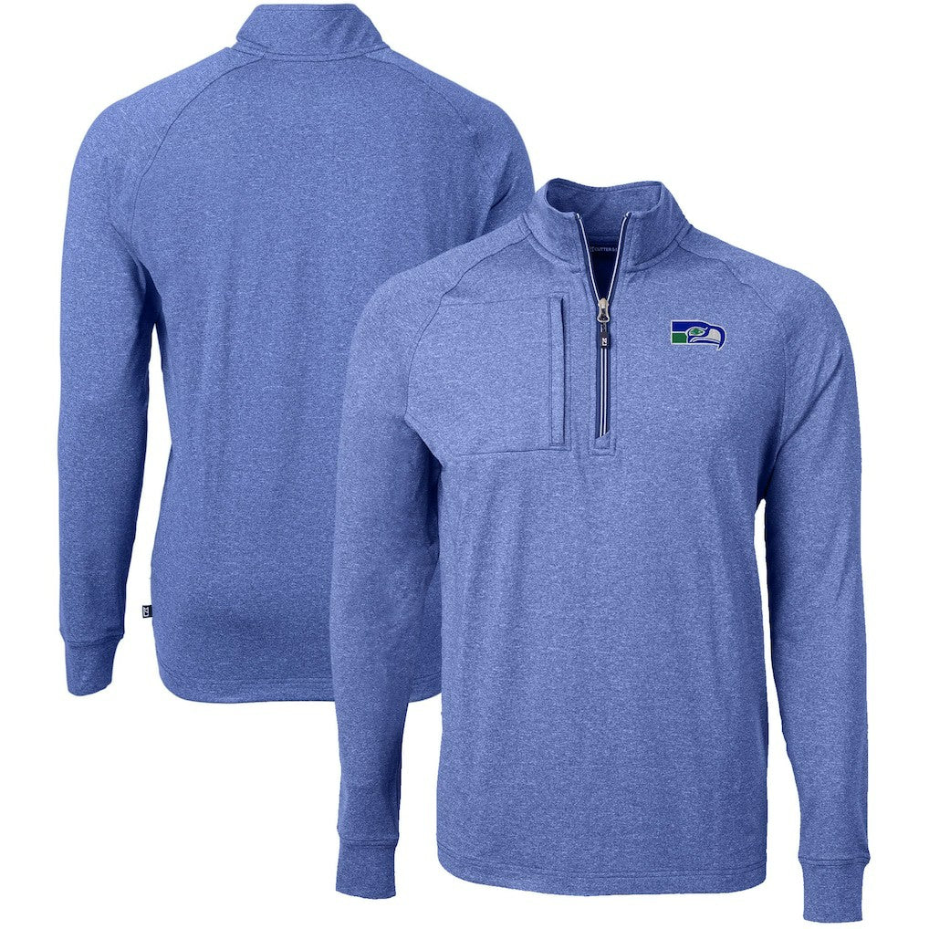 Seattle Seahawks Cutter & Buck Big & Tall Adapt Eco Raglan Quarter-Zip Jacket - Heather Royal outlet