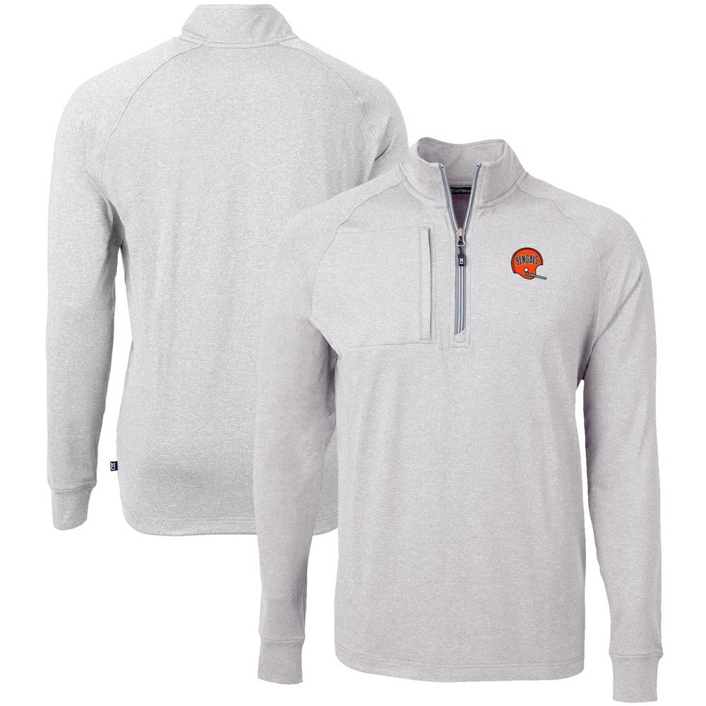 Cincinnati Bengals Cutter & Buck Big & Tall Adapt Eco Raglan Quarter-Zip Jacket - Heather Gray cheap