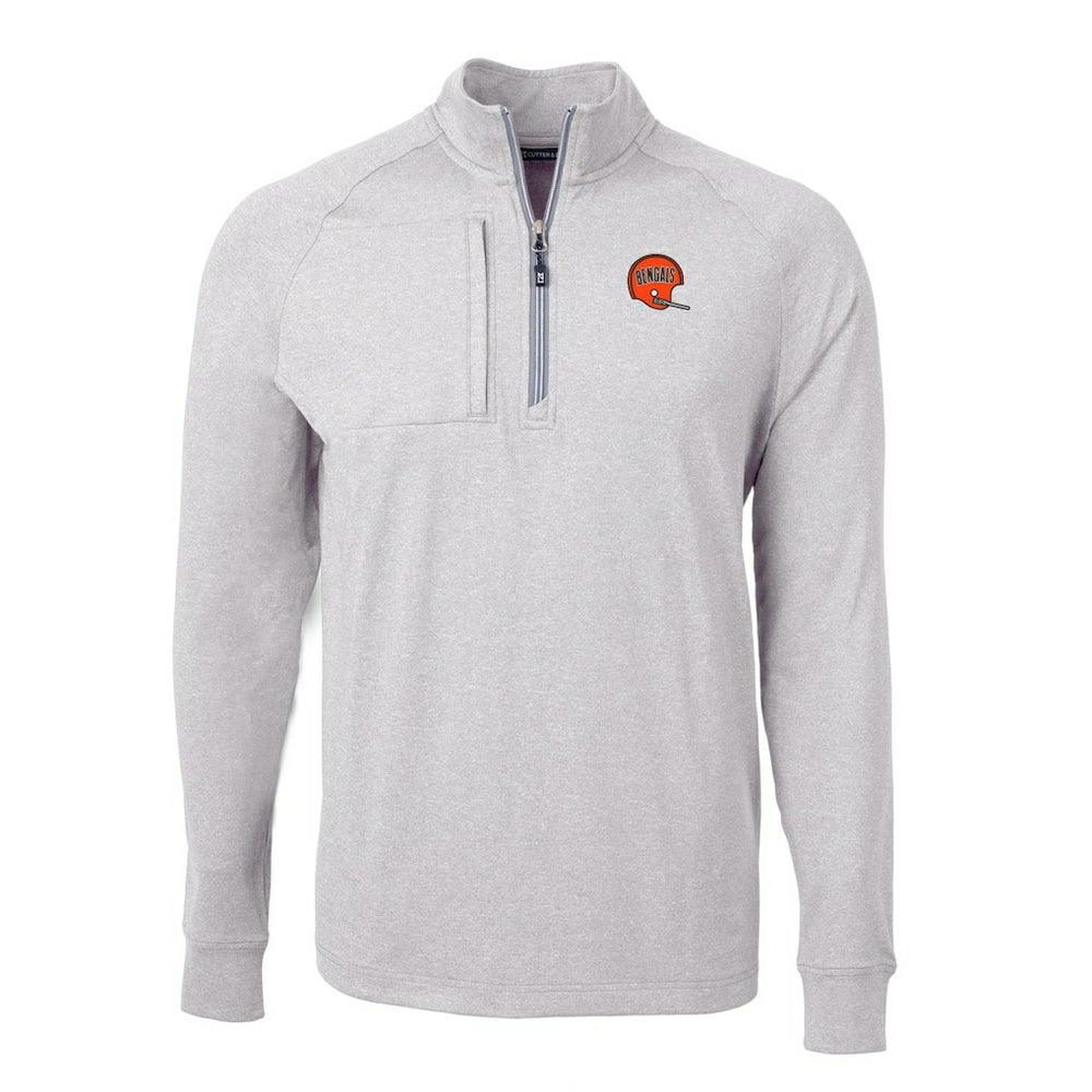 Cincinnati Bengals Cutter & Buck Big & Tall Adapt Eco Raglan Quarter-Zip Jacket - Heather Gray cheap