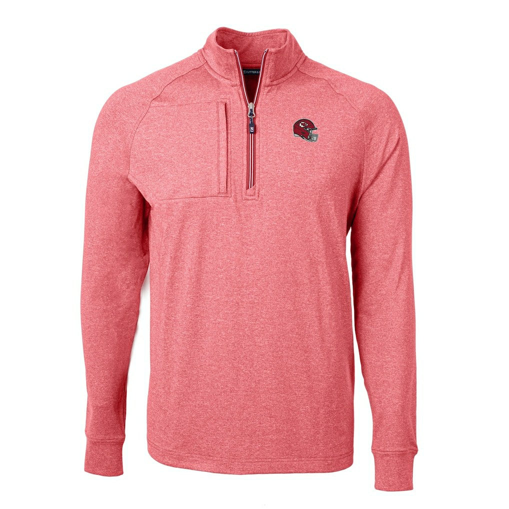 Kansas City Chiefs Cutter & Buck Big & Tall Adapt Eco Raglan Quarter-Zip Jacket - Heather Red cheap