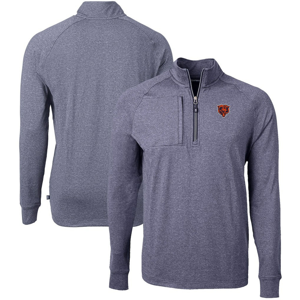 Chicago Bears Cutter & Buck Big & Tall Adapt Eco Raglan Quarter-Zip Jacket - Heather Navy discount