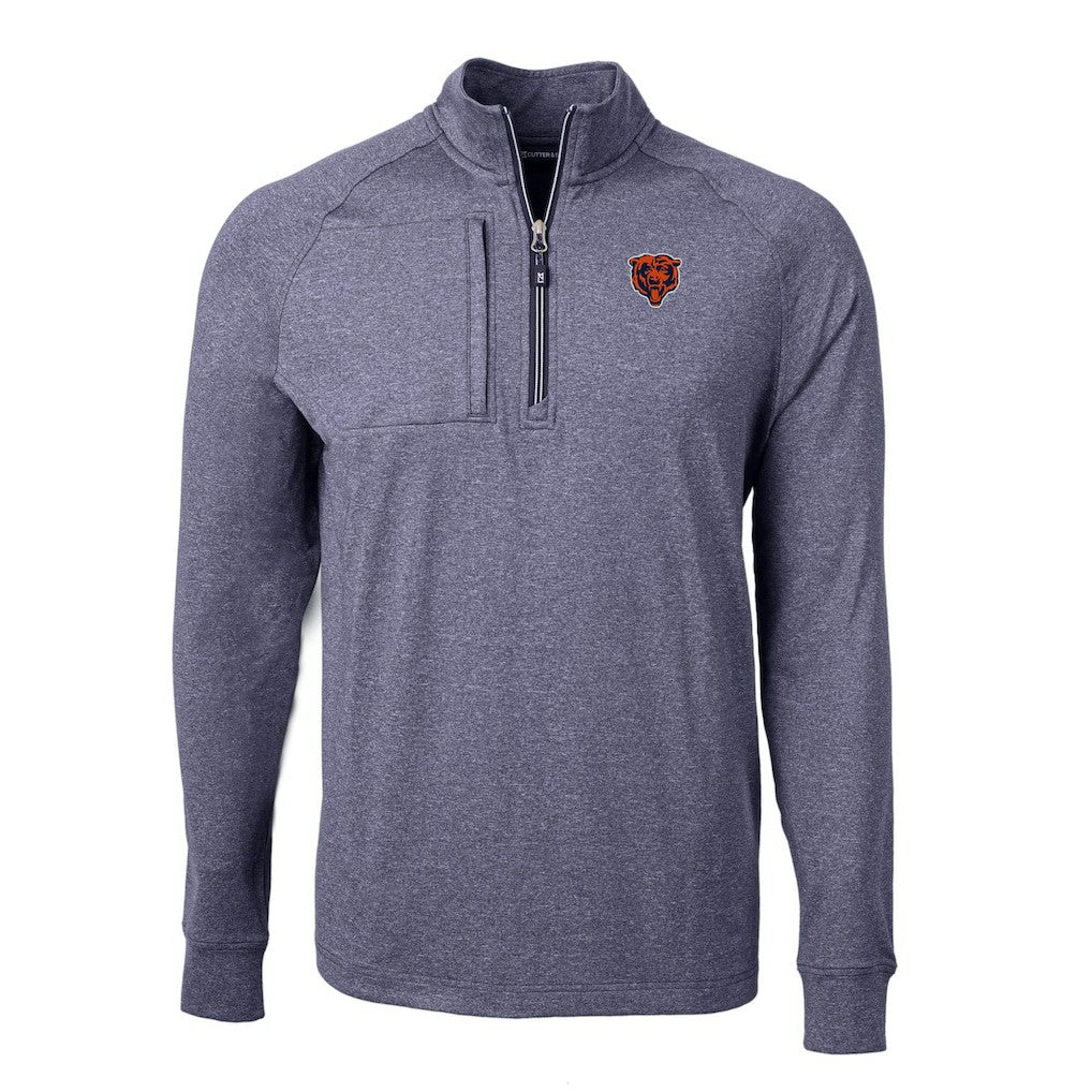 Chicago Bears Cutter & Buck Big & Tall Adapt Eco Raglan Quarter-Zip Jacket - Heather Navy discount