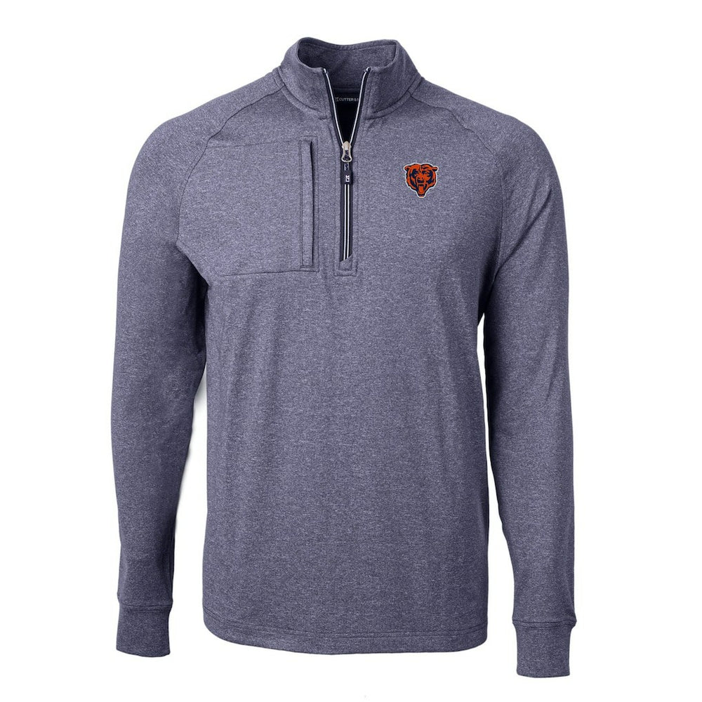 Chicago Bears Cutter & Buck Big & Tall Adapt Eco Raglan Quarter-Zip Jacket - Heather Navy discount