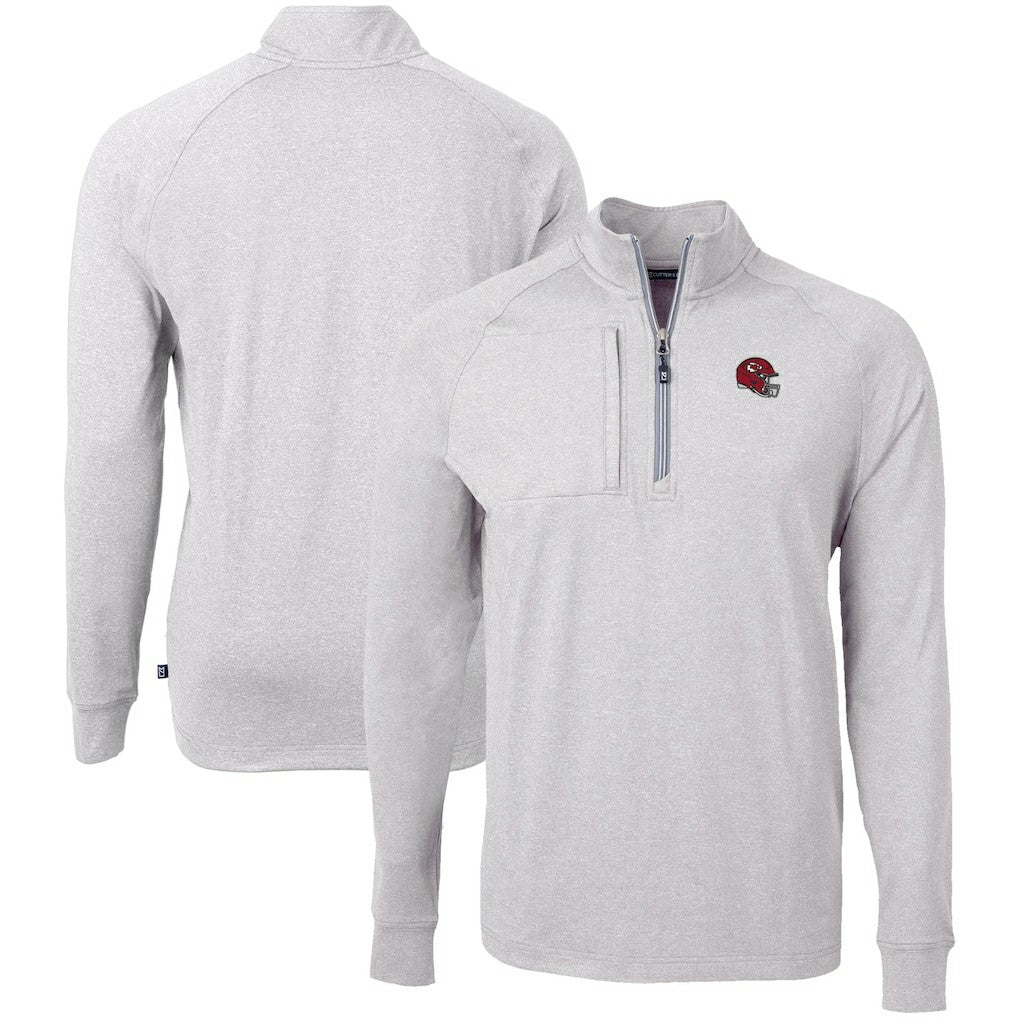 Kansas City Chiefs Cutter & Buck Big & Tall Adapt Eco Raglan Quarter-Zip Jacket - Heather Gray on sale