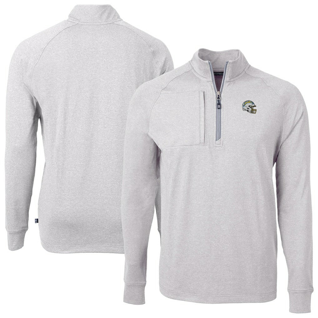 Los Angeles Chargers Cutter & Buck Big & Tall Adapt Eco Raglan Quarter-Zip Jacket - Heather Gray cheap