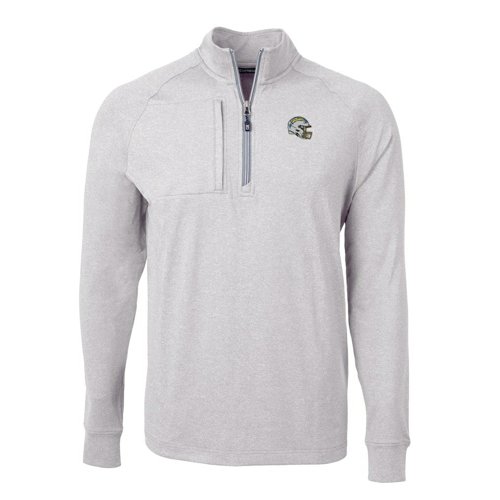 Los Angeles Chargers Cutter & Buck Big & Tall Adapt Eco Raglan Quarter-Zip Jacket - Heather Gray cheap