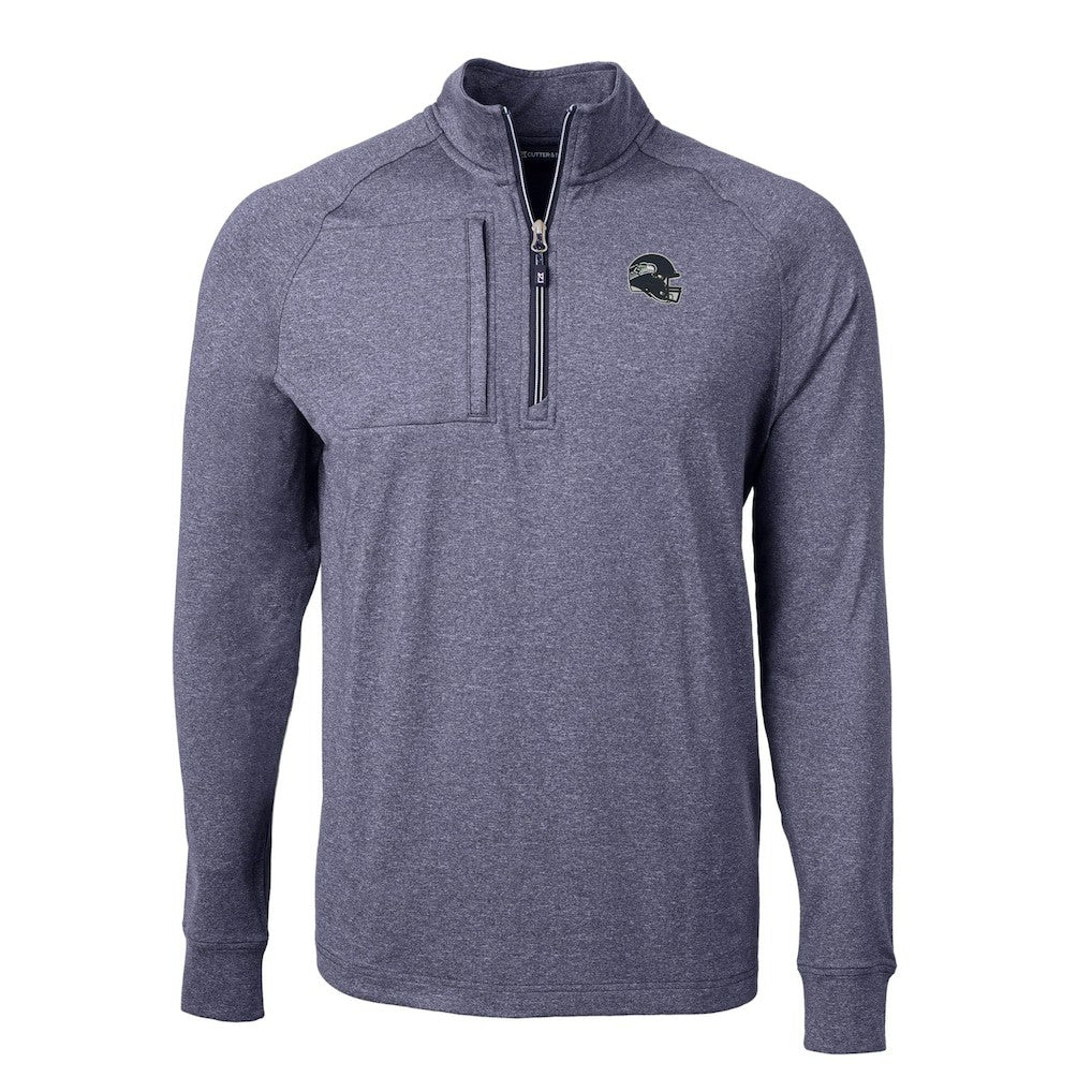 Seattle Seahawks Cutter & Buck Big & Tall Adapt Eco Raglan Quarter-Zip Jacket - Heather Navy discount