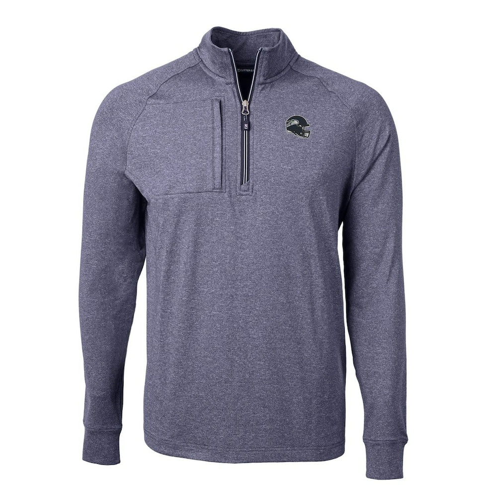 Seattle Seahawks Cutter & Buck Big & Tall Adapt Eco Raglan Quarter-Zip Jacket - Heather Navy discount