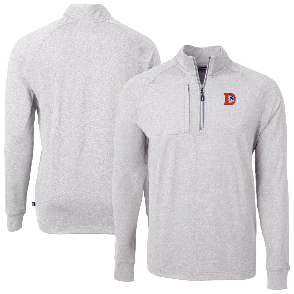 Denver Broncos Cutter & Buck Big & Tall Adapt Eco Raglan Quarter-Zip Jacket - Heather Gray discount