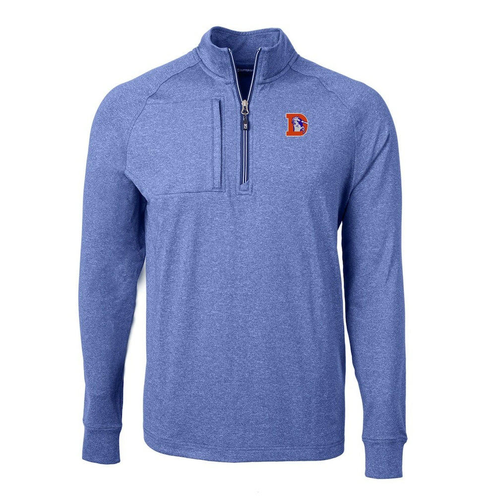 Denver Broncos Cutter & Buck Big & Tall Adapt Eco Raglan Quarter-Zip Jacket - Heather Royal on sale