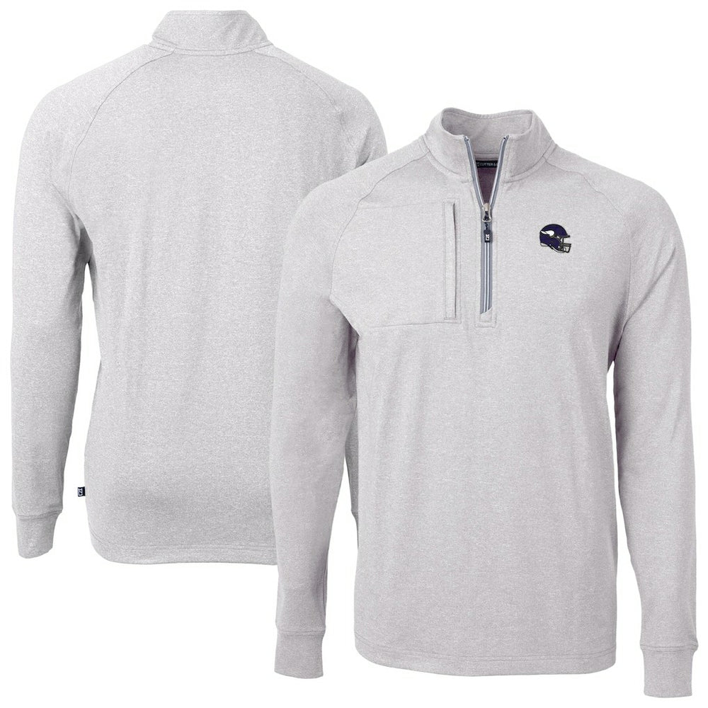 Minnesota Vikings Cutter & Buck Big & Tall Adapt Eco Raglan Quarter-Zip Jacket - Heather Gray sale