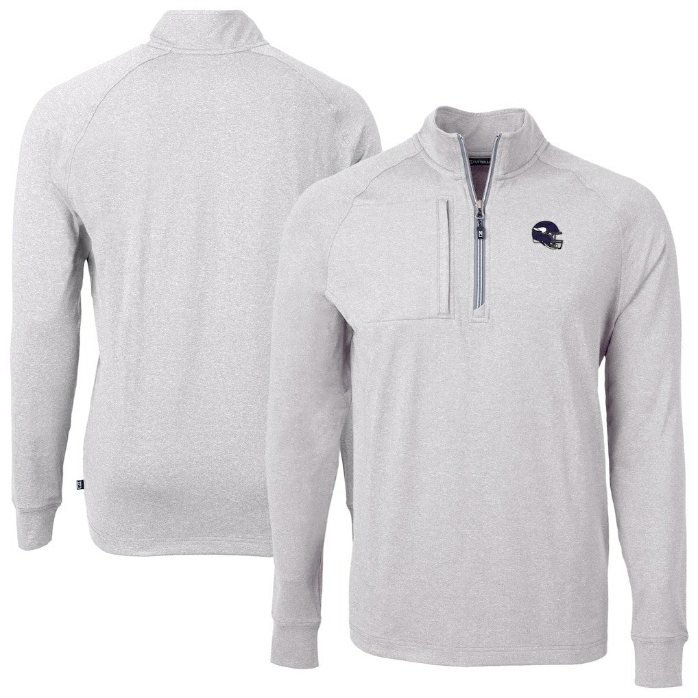 Minnesota Vikings Cutter & Buck Big & Tall Adapt Eco Raglan Quarter-Zip Jacket - Heather Gray sale