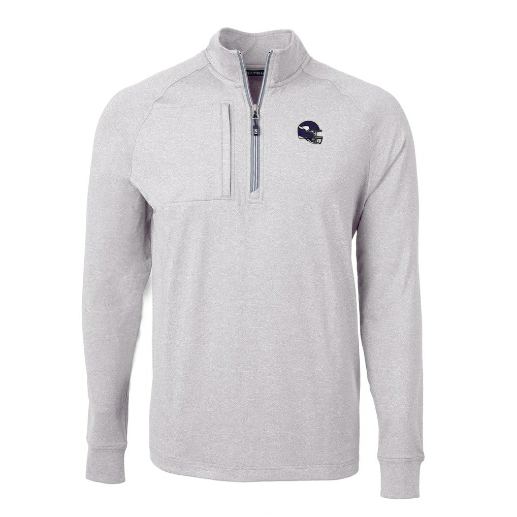 Minnesota Vikings Cutter & Buck Big & Tall Adapt Eco Raglan Quarter-Zip Jacket - Heather Gray sale