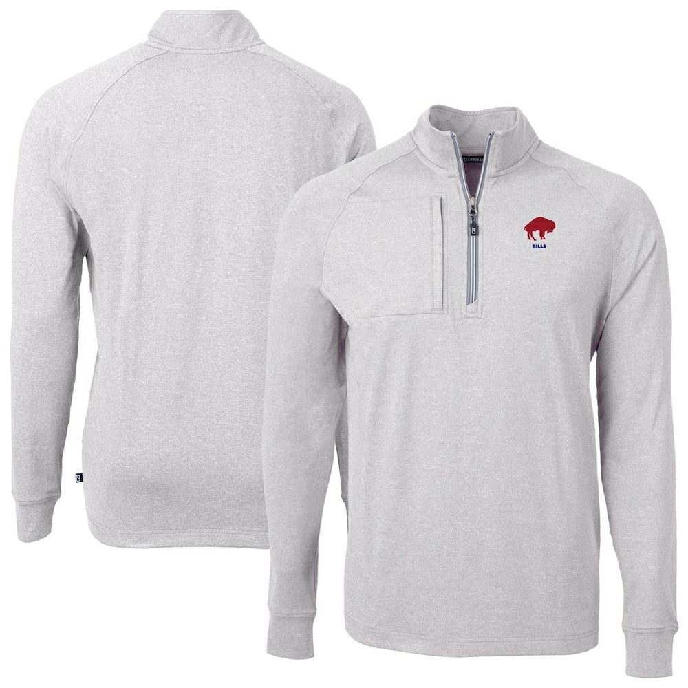 Buffalo Bills Cutter & Buck Big & Tall Adapt Eco Raglan Quarter-Zip Jacket - Heather Gray cheap